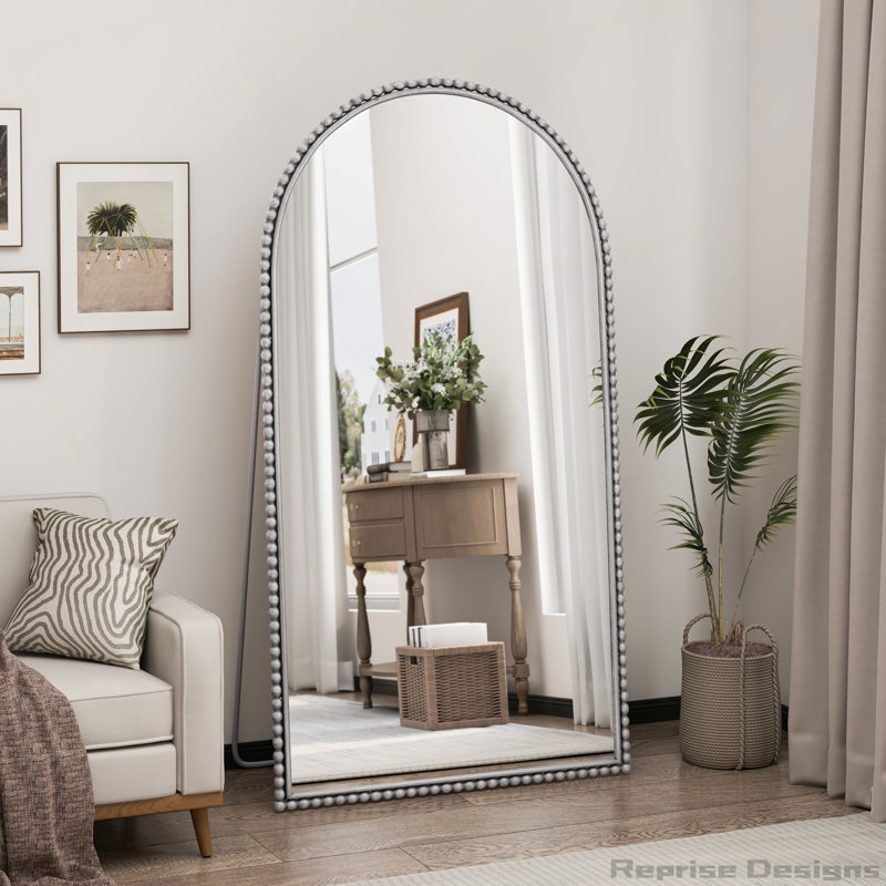 Miroir pleine longueur en fer avec pieds de soutien, Doré