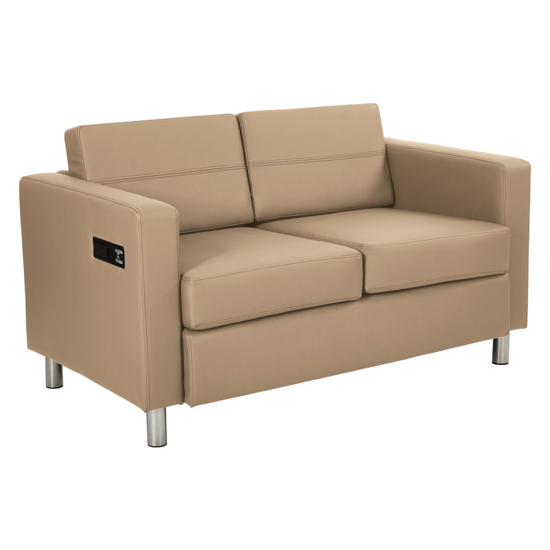 Procter 50.75'' Faux Leather Loveseat, Buff Faux Leather