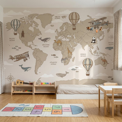 Papier peint carte du monde sur fond blanc