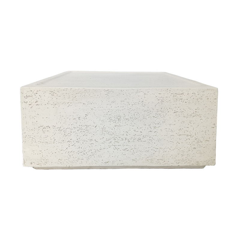 28" Square Travertine Stone Indoor/Outdoor Coffee Table, Ivory Travertine