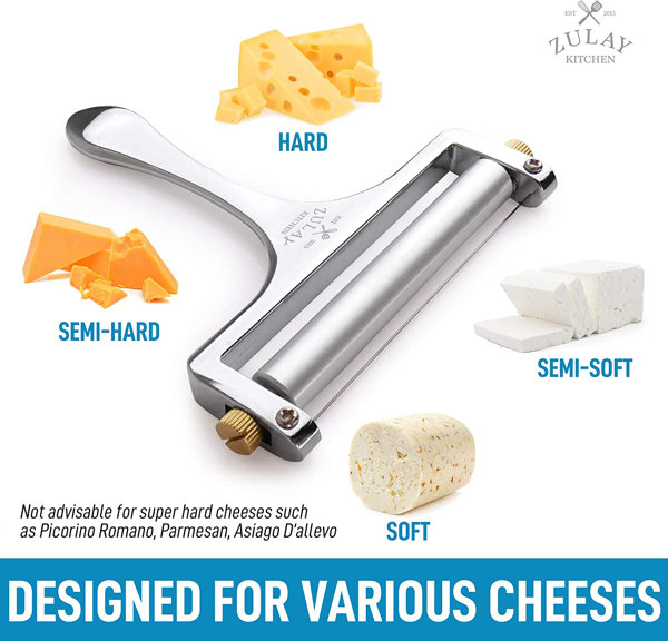 Stainless Steel Wire Cheese Slicer,Hand Held Cheese Cutter Adjustable Thickness Cheese Cutter for Cheddar Cheese Block, Gold