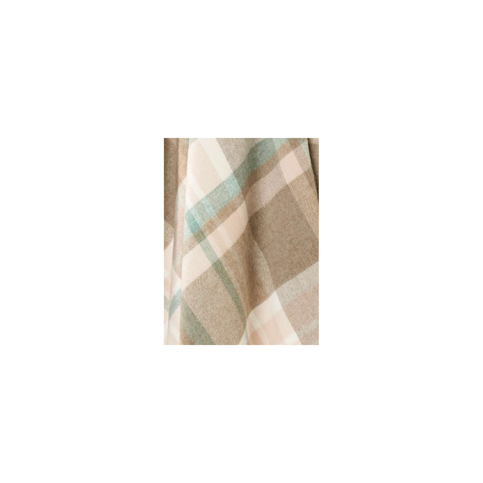 Merino Lambswool Throw/Blankets Hand Woven Blanket, Brown/Green/Beige Checkered