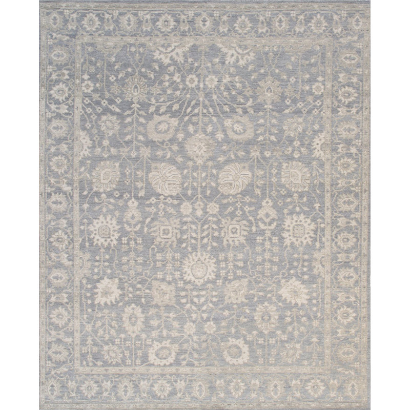 Tapis bleu en laine Oushak