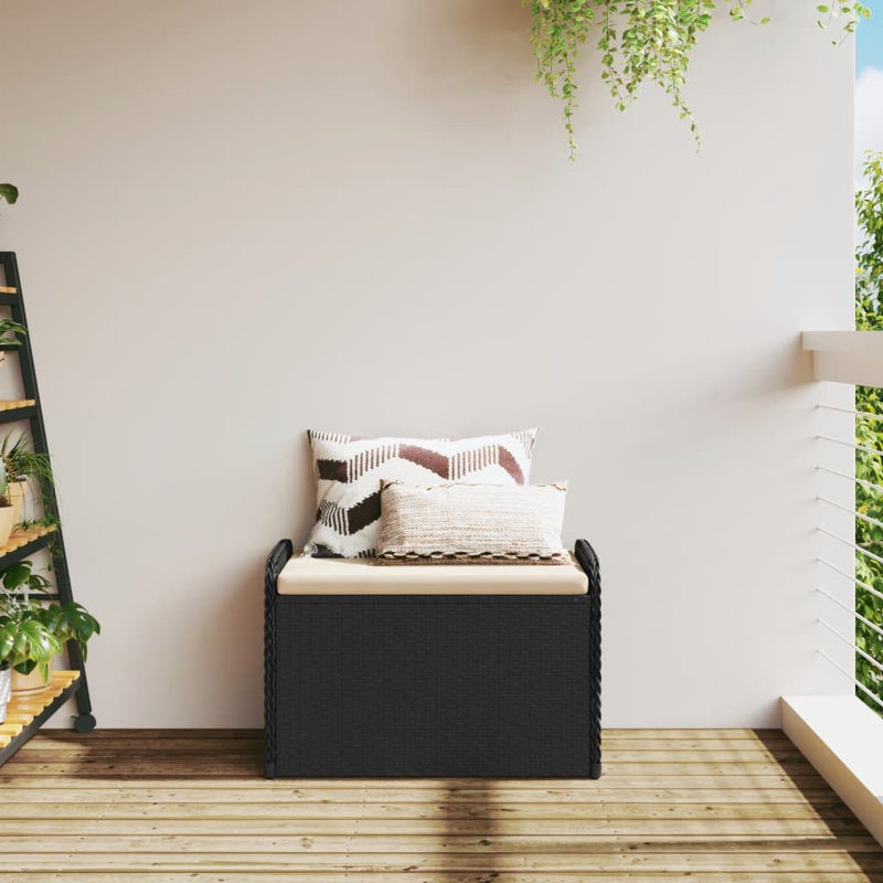 Banc de rangement avec coussin Vidaxl, Beige, H 20,5 po x l 31,5 po x P 20,1 po, Noir