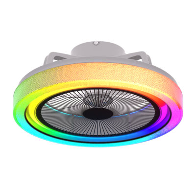 20" Low Profile Ceiling Fan With 7-Colour Lights And Remote, Smart APP Control Music Speaker