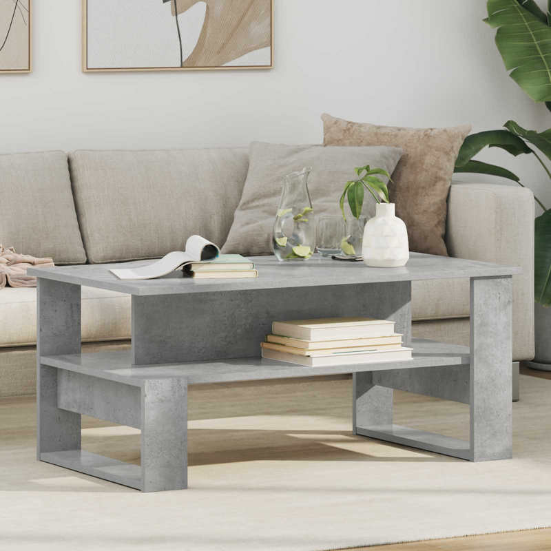 Coffee Table with Storage, Concrete Grey