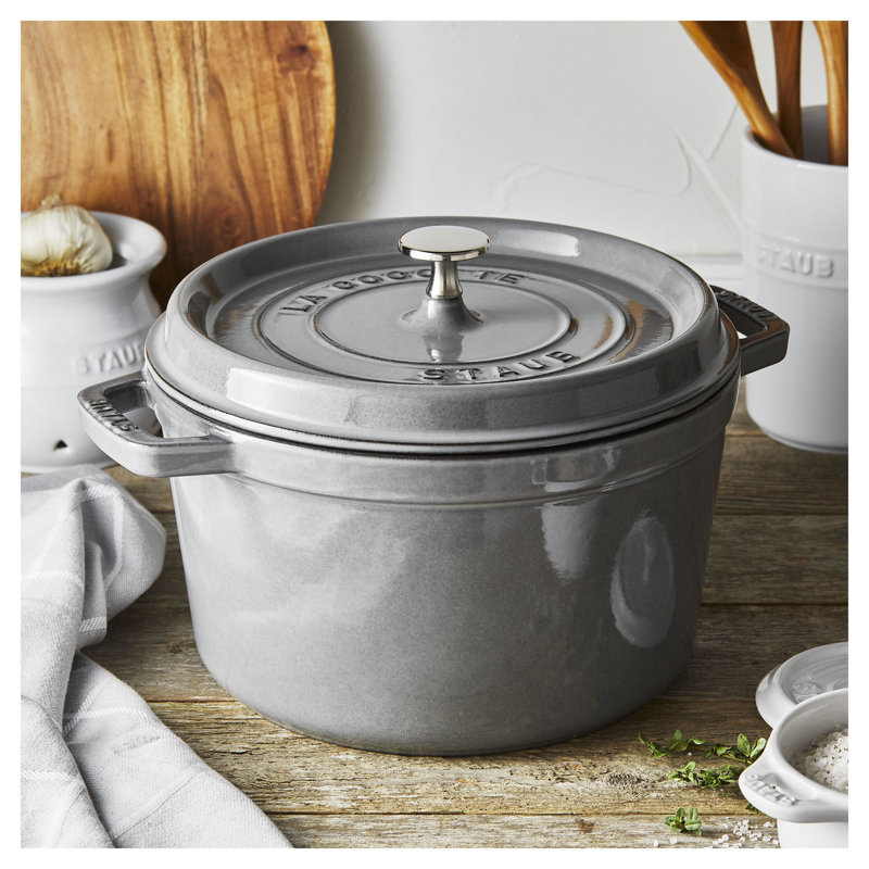 Staub Cast Iron 5-qt Tall Cocotte, Silver