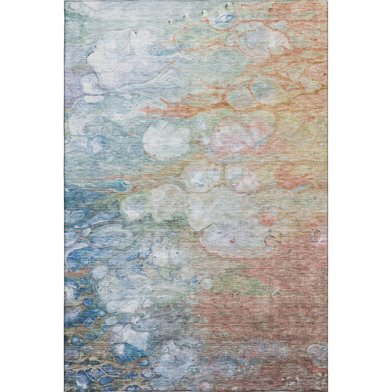 Premium Machine Washable Prisco Coral Rug, Rectangle 10' x 14'