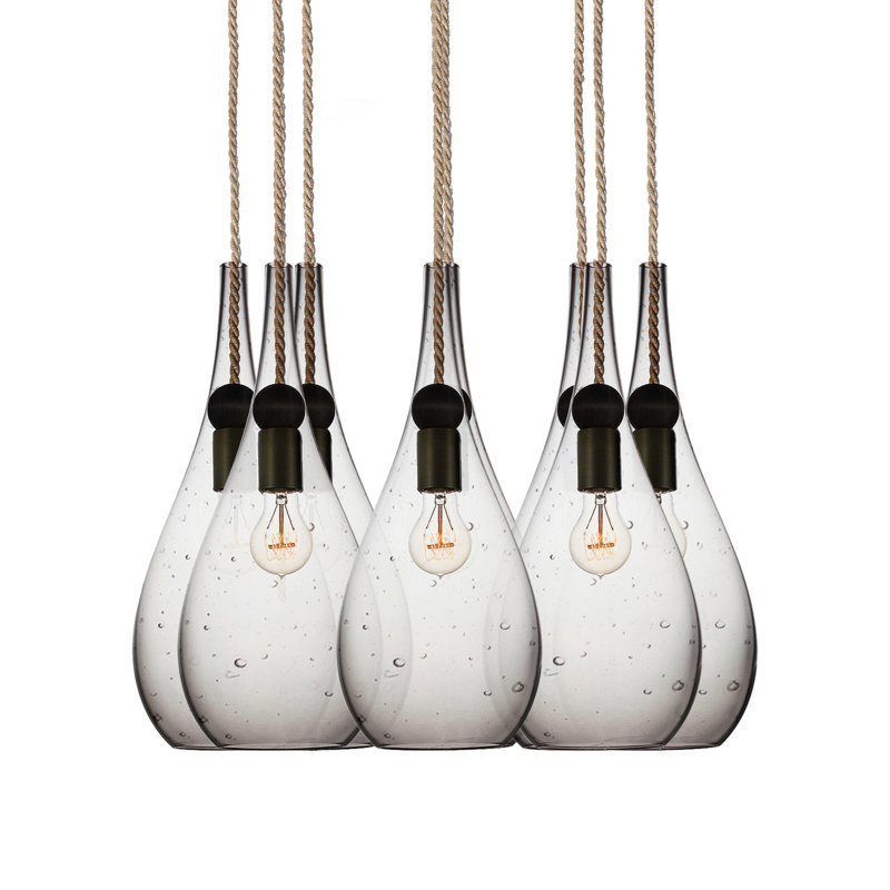 Earth 8 - Light Chandelier, Smoke Glass, Ship Rod, 48" H x 18" W x 18" D