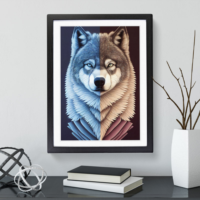 Bust Of The Wolf No.3 - Single Picture Frame Print, 64cm H x 46cm W x 2cm D, Black
