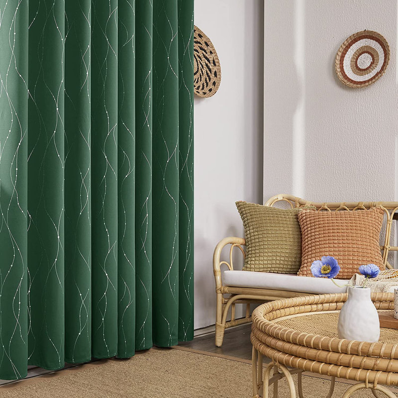 Flurin Room Darkening Curtain Pair, 52" W x 54" L, Dark Forest