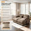 Canapé d'angle modulaire 2 places en forme de U, 184 cm de large, en chenille, avec poufs amovibles, brun clair-112255753-112255757