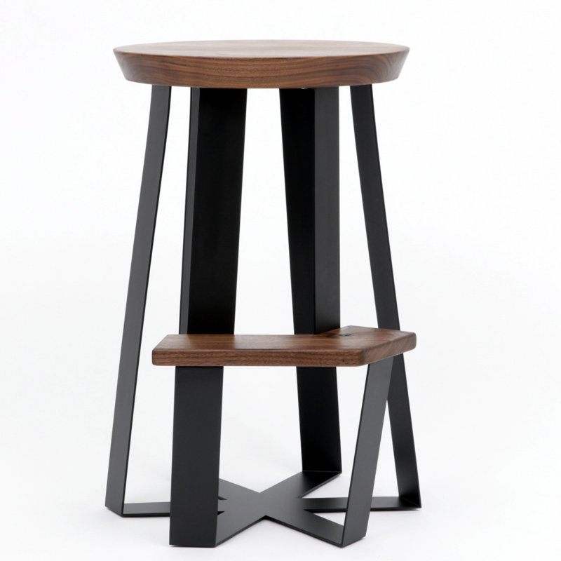 ARS Stool with Metal Frame, Walnut