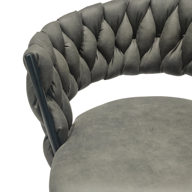 2 pièces, tabouret de bar tissé brun clair, pivotant sur 360 °, structure en métal robuste, tabouret de comptoir rembourré avec et repose-pieds pour îlot de cuisine de 2 tabourets de 28 po, cuir technique tressé. Brun clair, pivotant. Îlot à cadre doux