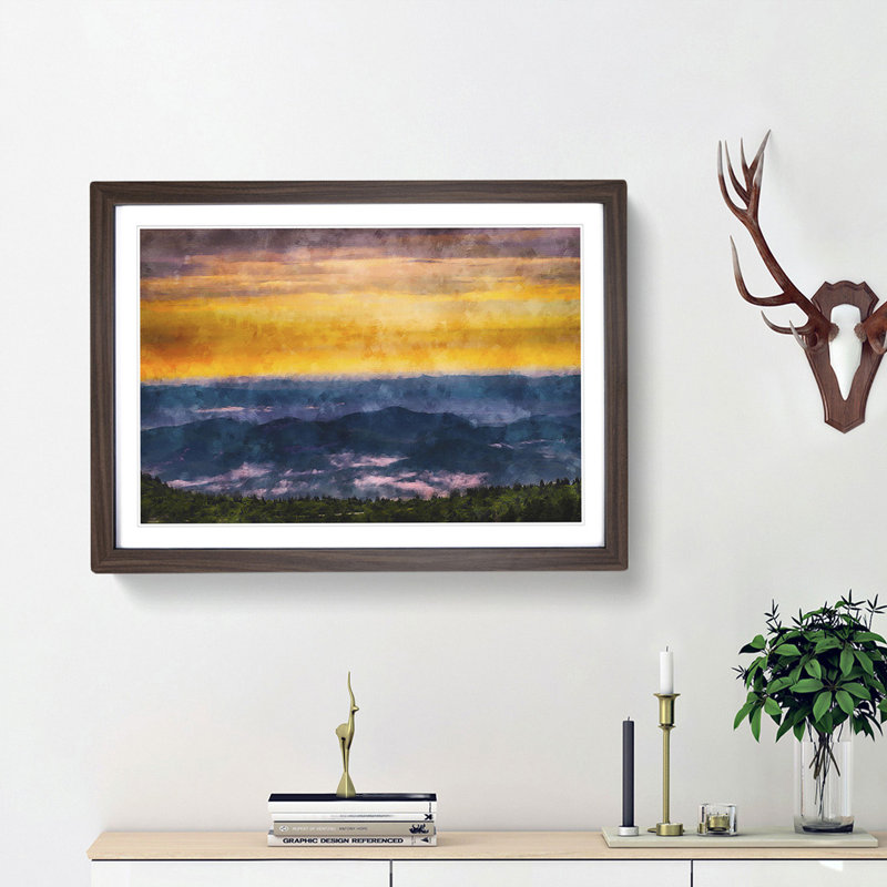 Mountain View in North Carolina - Picture Frame Graphic Art Print, 45cm H x 63cm W x 2cm D, Walnut Framed