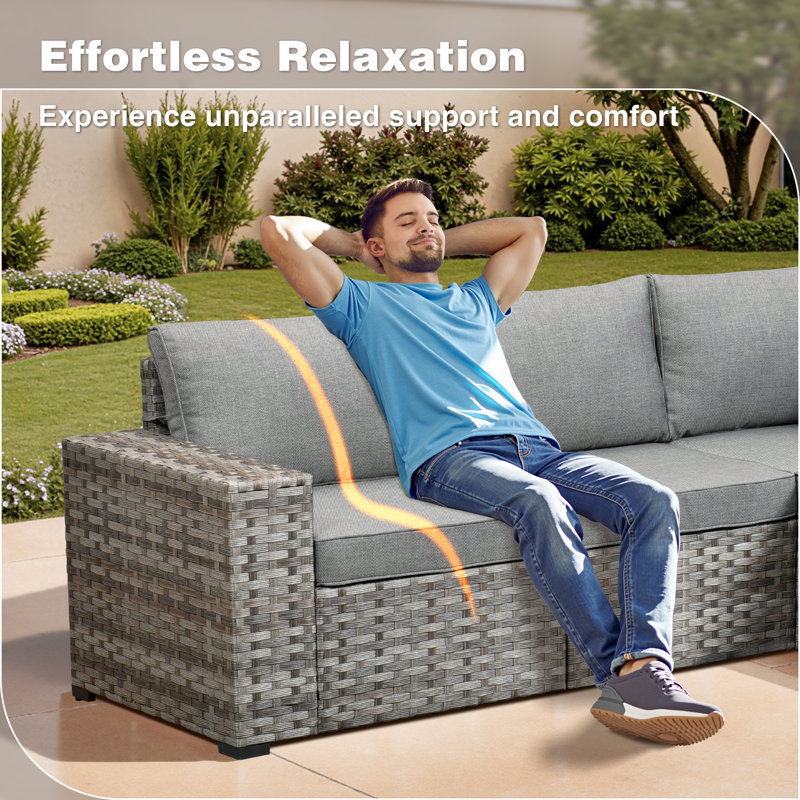 Evanna 6 - Person Modular Patio Conversation Set with Cushions, Gray
