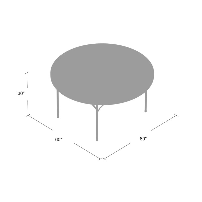Table pliante circulaire en plastique 60 po, H 30 po x L 60 po x P 60 po