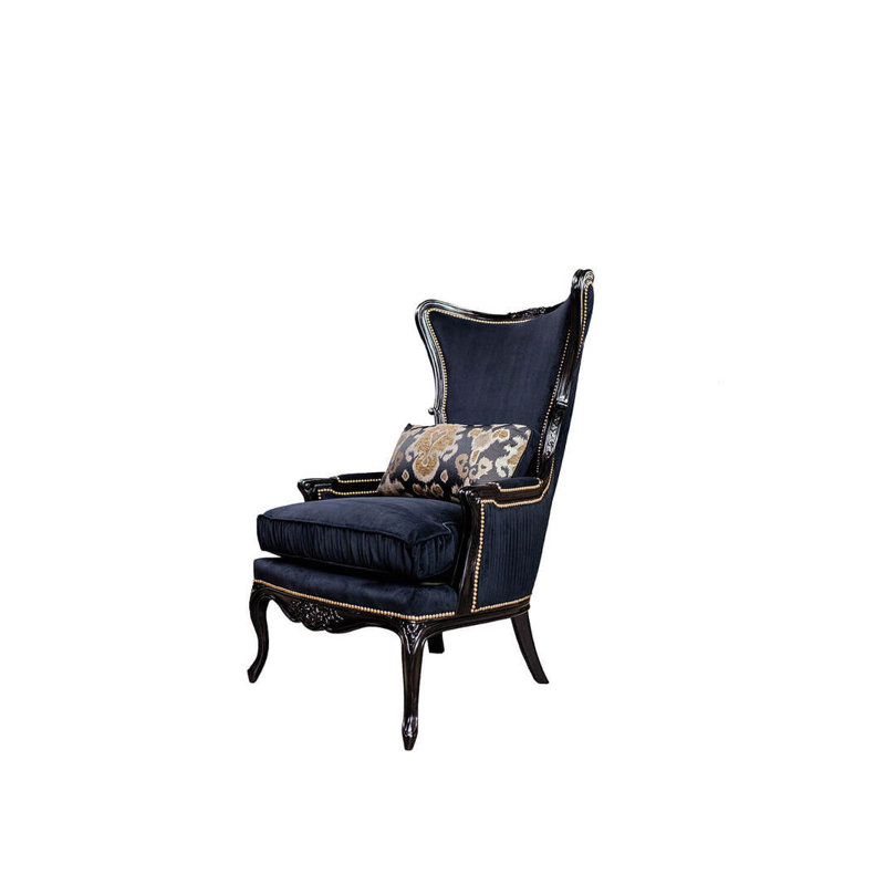 Leather Wingback Chair, Ebony, Natural, Bristol 5410