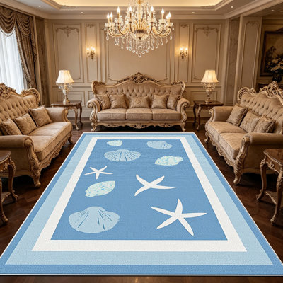 Tapis 1PC bleu / blanc, élégant tapis décoratif polyvalent, facile à nettoyer et à entretenir, pièce de mobilier idéale pour la chambre à coucher, le salon, le couloir, le vestibule, le dortoir et le bureau afin de rafraîchir l'ambiance intérieure de votre maison