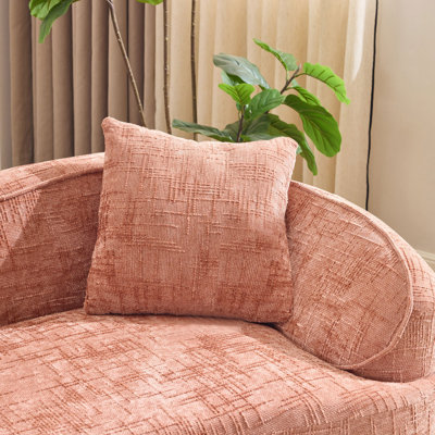 Pink Curved Compressed Sofa, Creative Nordic-Style Design For Living Room, Comfortable, Soft And Suitable For Multiple Scenarios