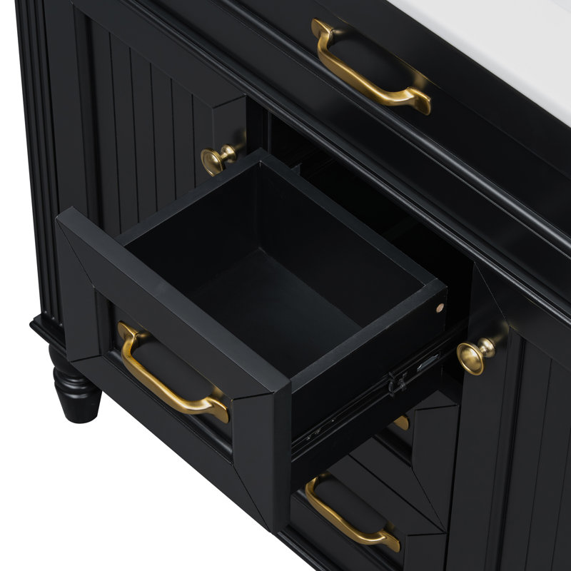 Meuble-lavabo 36 po avec lavabo en céramique, Noir