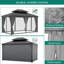 Pavillon de jardin rigide, structure en aluminium, 14 pi x 12 pi avec rideaux et filet grillagé, pavillon de jardin extérieur, gris