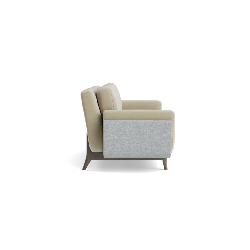 Regatta 90 Sofa, Performance Linen-Flax/Textured Weave-Sky Blue, Driftwood