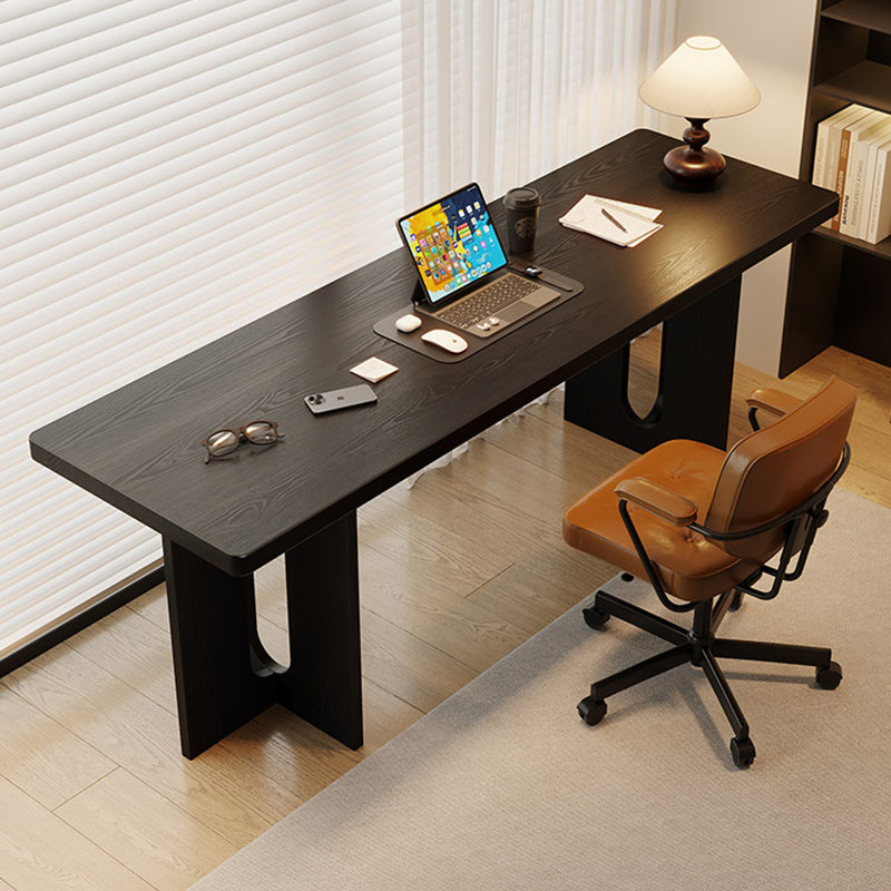Bureau rectangulaire en bois massif noir, H 29,53 po x L 86,61 po x l 35,43 po