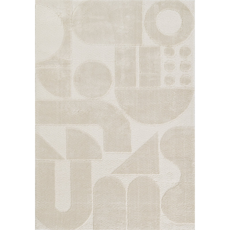 Novograzt by Momeni Taylor Geometric Polyester Ivory Area Rug 5'3" X 7'6", Rectangle 6'7" x 9'