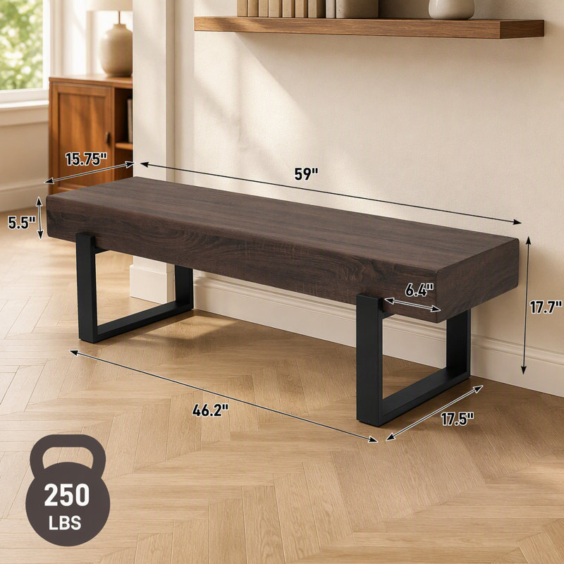 Banc de salle à manger 59 po, bancs de table de cuisine d'intérieur de ferme, banc de lit, banc à chaussures industriel, bancs de vestibule