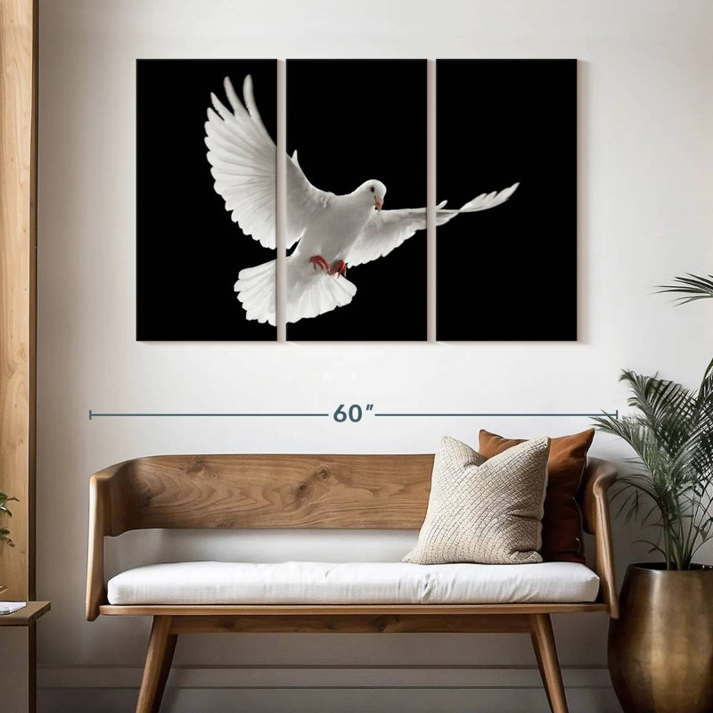 Brampt Flying White Dove, 32" H x 50" W