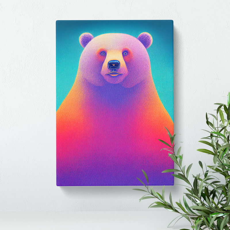 XC1022-1533X Colourful Bear - Wrapped Canvas Print, 50cm H x 35cm W x 3cm D