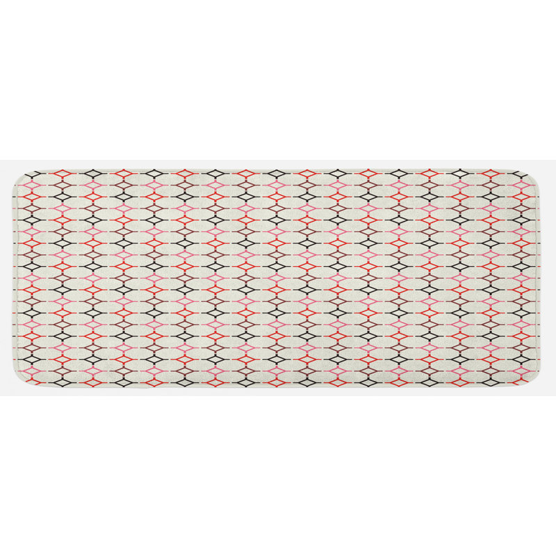 Hexagonal Shaped Cut Lines Attached With Vertical Squares Delicate Modern Pattern Multicolor Kitchen Mat