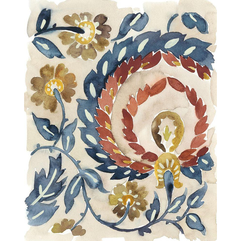 «Bungalow Rose Zarris», art graphique sur toile tendue par Chariklia: Paisley Path I, H 44 po x l 36 po