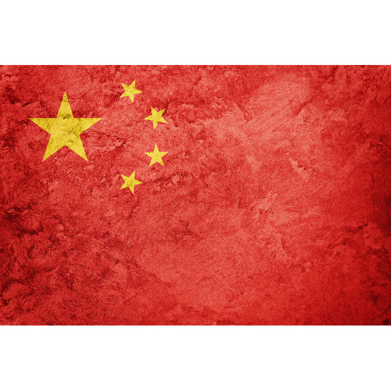 Grunge China flag. Chines flag with grunge texture. 1 Piece Wrapped Canvas Wall Art, 51cm H x 76cm W x 3.8cm D