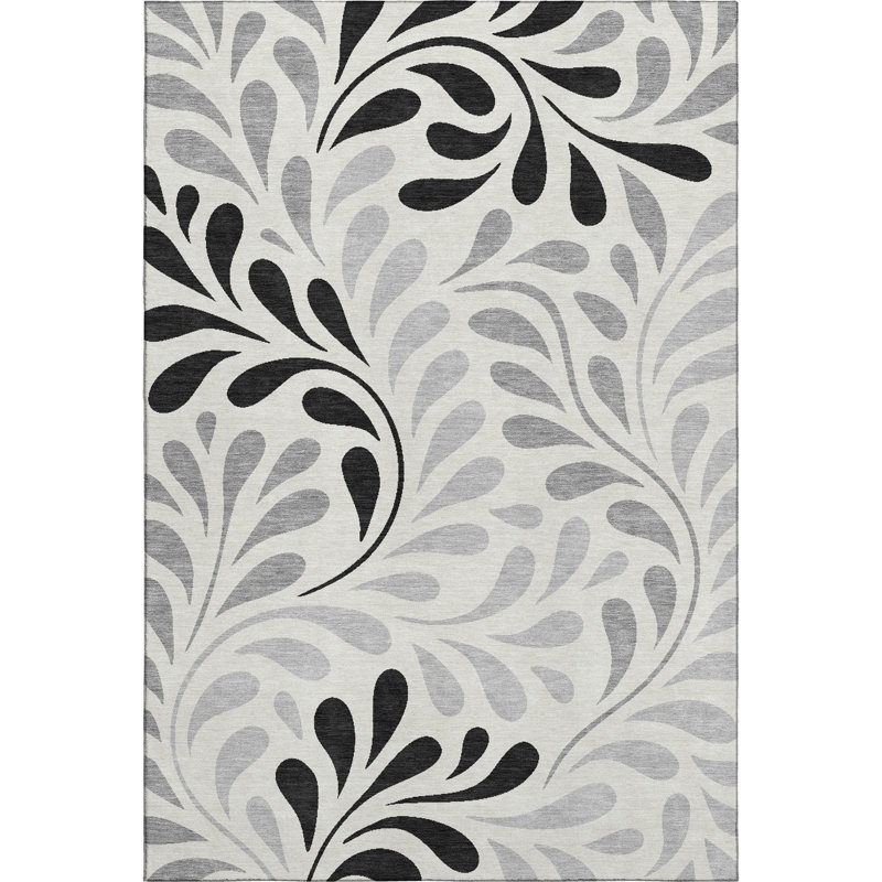 Premium Machine Washable Mayfield AMF2411 Floral Rug, 8' x 10', Ivory