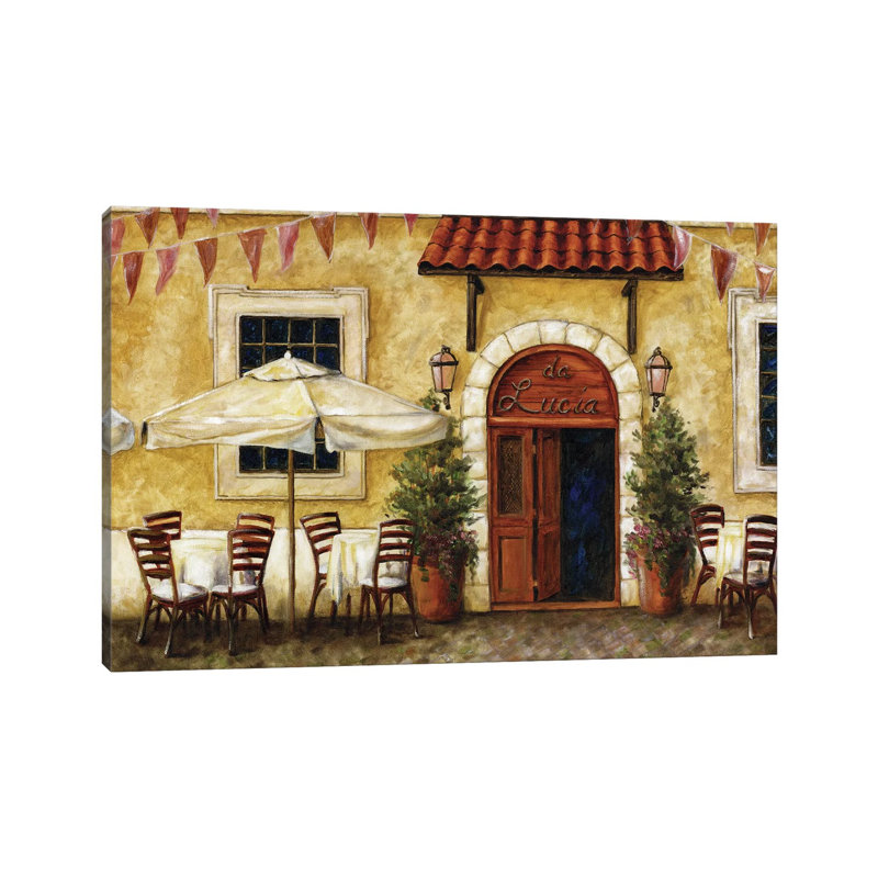 "Café xiv" par Malenda Trick - peinture sur toile tendue, H 40 po x l 60 po x 1,5 po