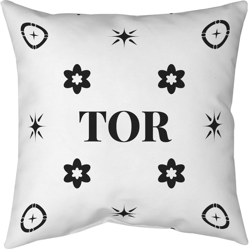 Coussin en coton Toronto, Toronto / noir / blanc, H 26 po x l 26 po
