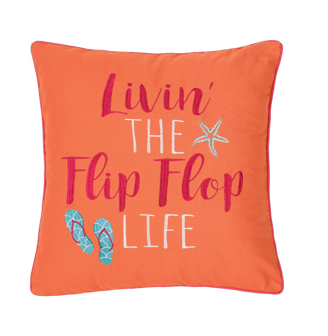 Flip Flop Life Embroidered Throw Pillow C&F Home