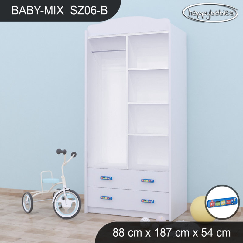 2 Door Wardrobe, White/Blue