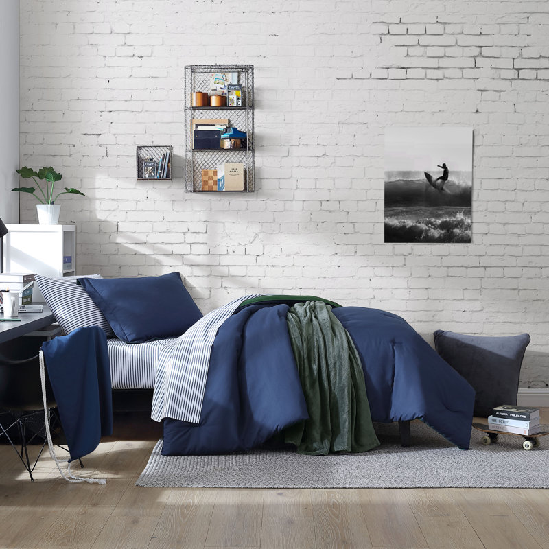 Nautica Harmead Solid Reversible Navy Comforter Bonus Set, Full Comforter + 5 Additional Pieces