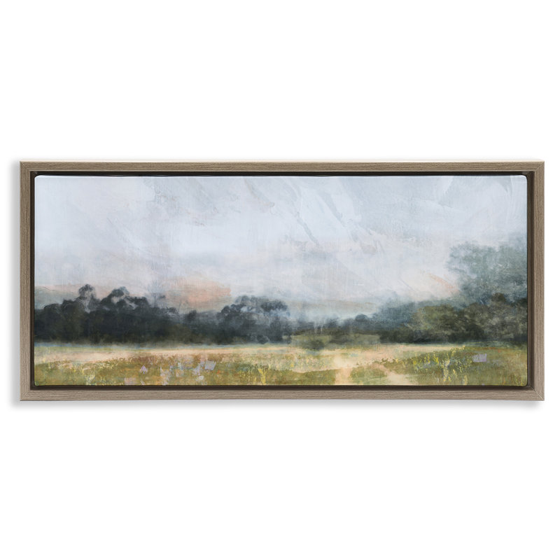 Paysage champêtre abstrait, Cadre flottant orme Montalcino, H 11 po x l 25 po