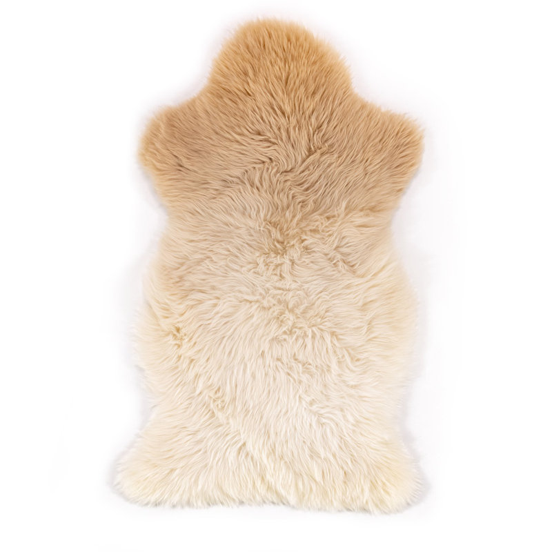 Luxurious Vale Ombre Sheepskin Throw in Beige - 32"x16"