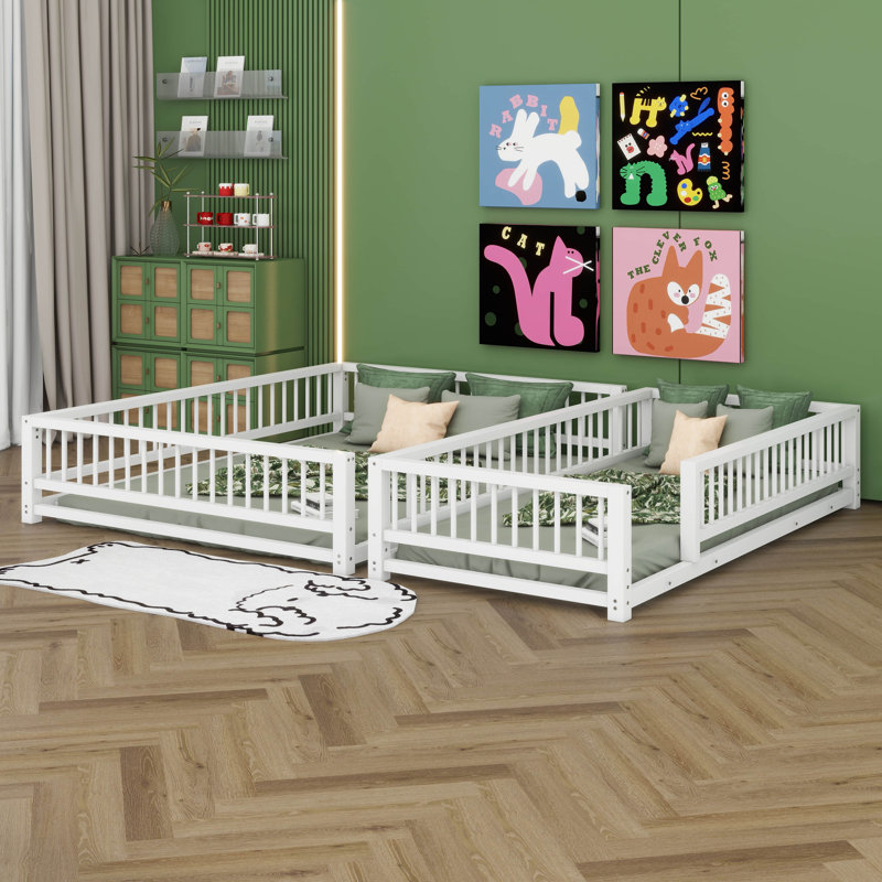 Twin XL Over Queen Bunk Bed For Adults, Heavy-Duty Metal Bunk Bed Frame With Ladder, High Guardrail And Slats Support, White