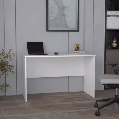 47" Wide Study Desk, White Modern Simple Computer & Laptop Table for Home & Office