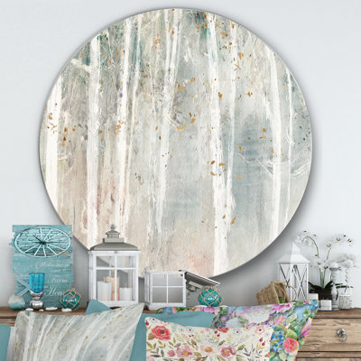 A Woodland Walk in the Forest VII - Reproduction d'art en cercle métallique sur toile