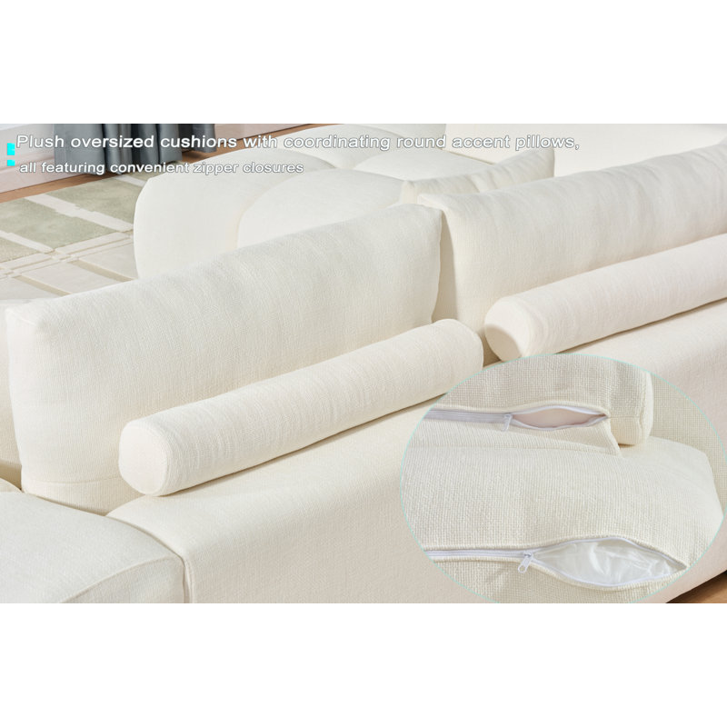 Swapan Modern Chenille Couch Sofa Sectional with Deep Tufted Seat