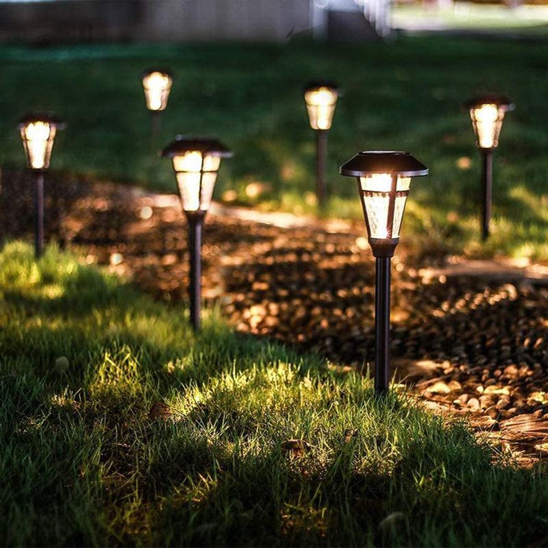 Bronze Solar Powered LED Metal Pathway Light Set with Glass Lens