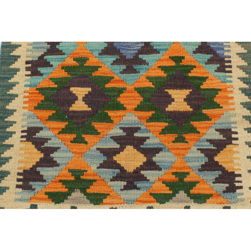 Tapis jaune / vert / brun en laine noué à la main de style sud-ouest 2 pi x 2 pi 11 po Cedorah