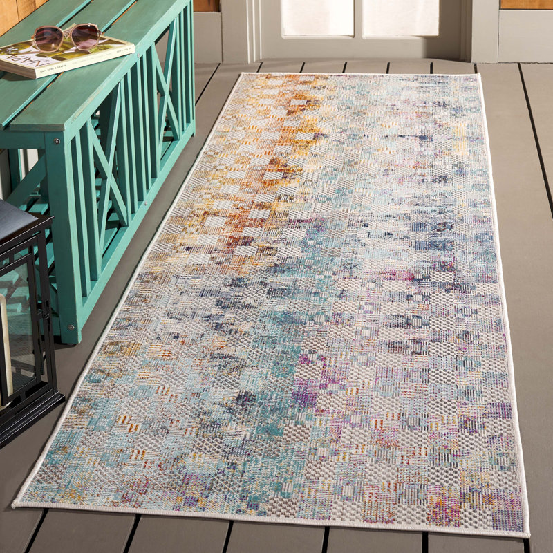 Tapis d'intérieur / extérieur Rainbow Performance Abstract, Tapis de couloir 2 pi 6 po x 8 pi